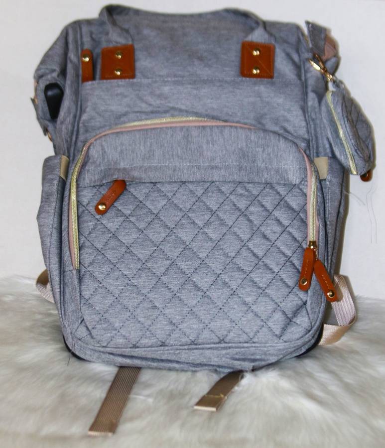 New Stylish Multi-Functional Baby Diaper Bag & Bed - Grey