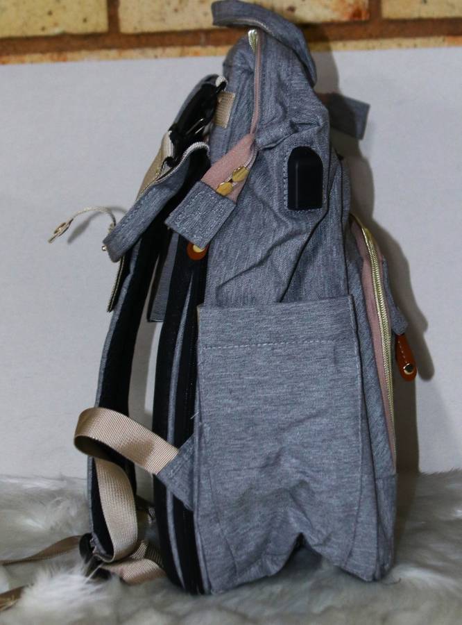 New Stylish Multi-Functional Baby Diaper Bag & Bed - Grey