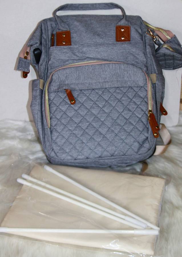 New Stylish Multi-Functional Baby Diaper Bag & Bed - Grey