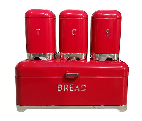 Deluxe edition Breadbin with 3pcs Canister Set - Red