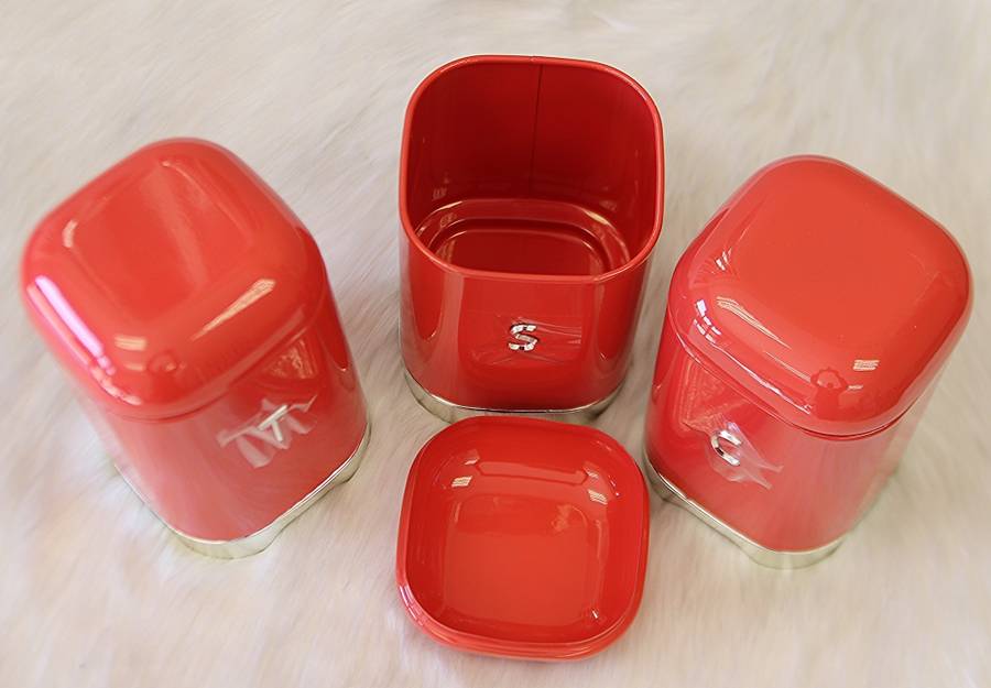 Deluxe edition Breadbin with 3pcs Canister Set - Red