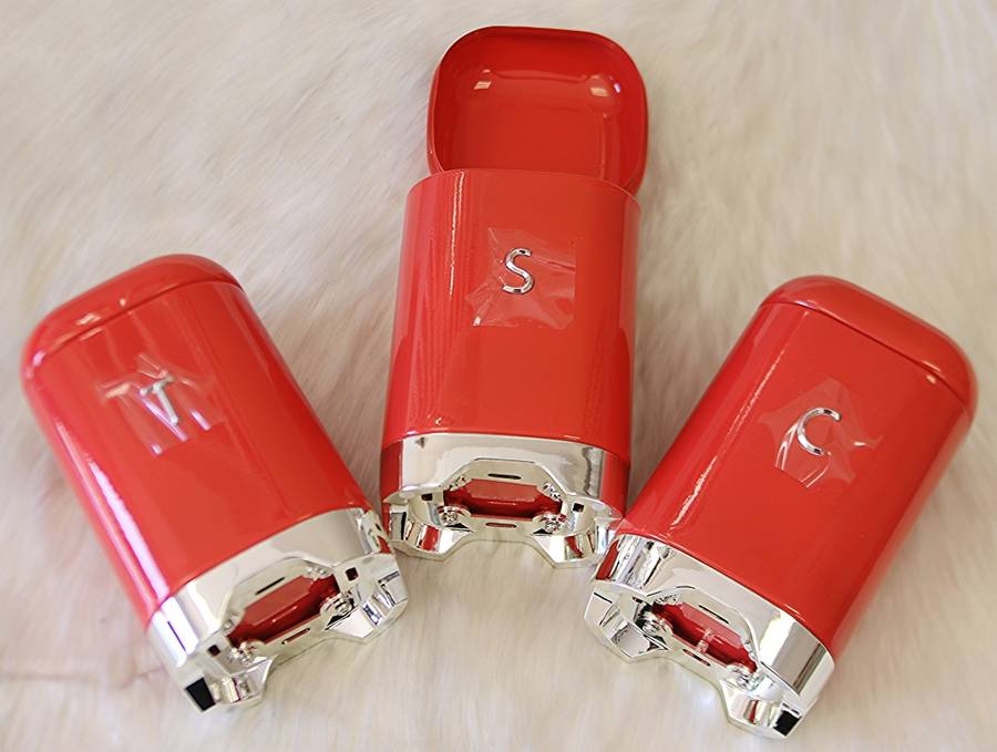 Deluxe edition Breadbin with 3pcs Canister Set - Red