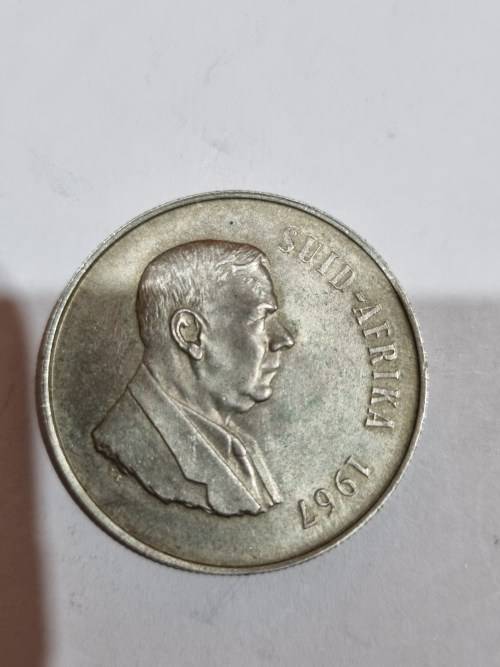 SA Republic Silver R1 coin 1967 Suid Afrika (80% and 15g)