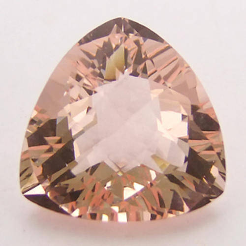 21.7 ct trilliant cut salmon pink morganite gemstone