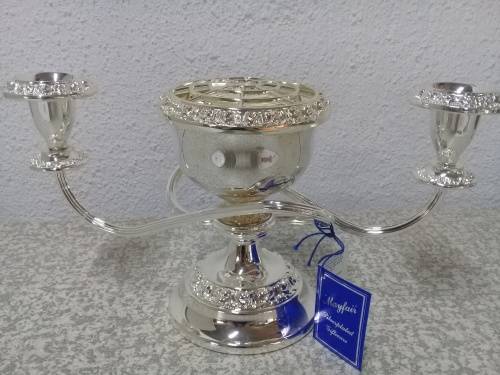 Mayfair Silverplated 2 Sconce Candleholder with vase