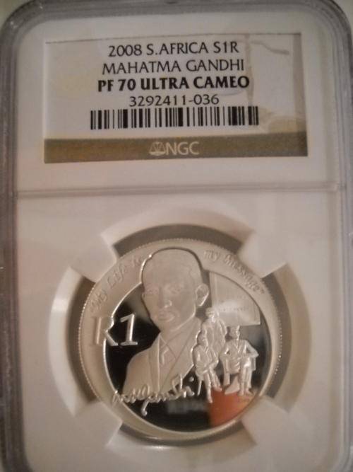 2008 GANDHI SILVER R1 NGC-PF70 @@@ CRAZY R1 START