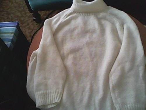 Ladies Cream Color Turtle Neck Pullover (Hand Knitted in 4 Ply)