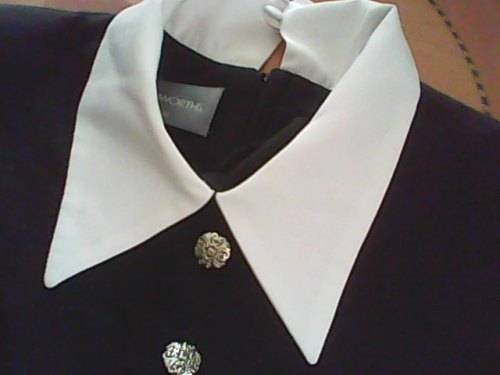 Vintage Black Dress with White Collar & Cuffs Size 38 by Truworths Good Condition