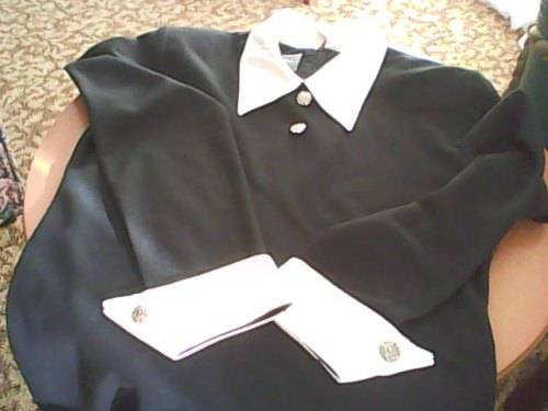 Vintage Black Dress with White Collar & Cuffs Size 38 by Truworths Good Condition