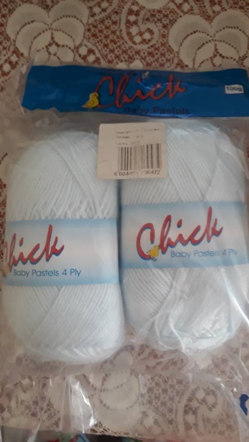Knitting Yarn: Chick Blue Baby Pastels 4 Ply Wool 2 x 50g