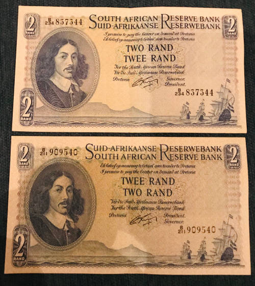 2x Uncirculated Collectors Large South African Two Rand Notes!!!
