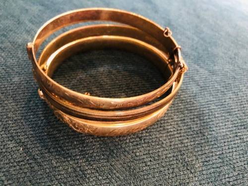 3x Vintage 9ct Gold Metal core Bangles!!!Dont Miss Out!!