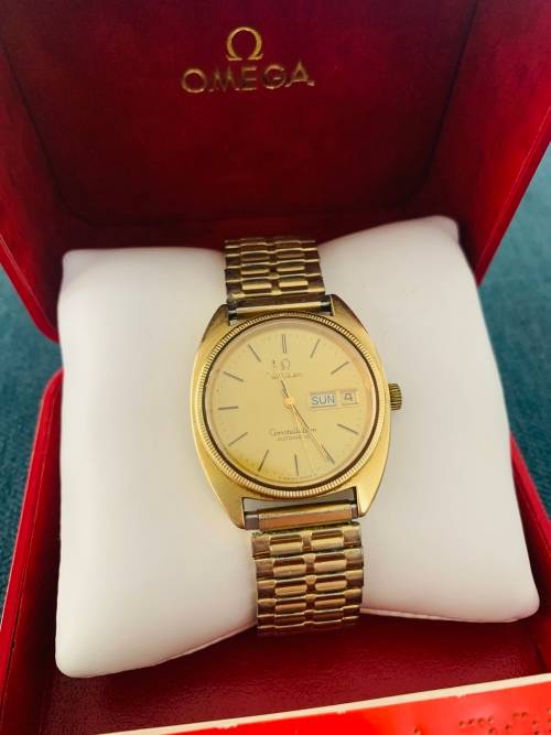 Collectors Gents Omega Automatic Constellation Service Watch With Original Omega Box!