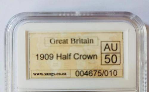 Rare collectors Great Britain 1909 Half Crown AU50 Graded coin