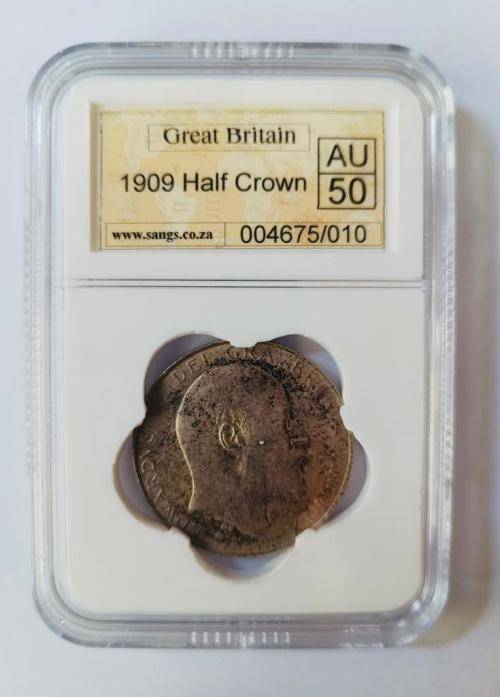 Rare collectors Great Britain 1909 Half Crown AU50 Graded coin