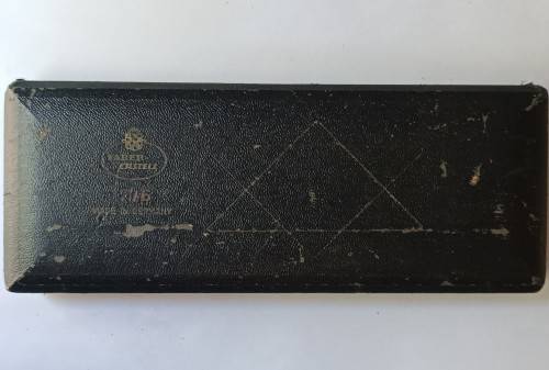 Vintage Collectors selection comprising of maths set, leather like folder & fountain pen nibs