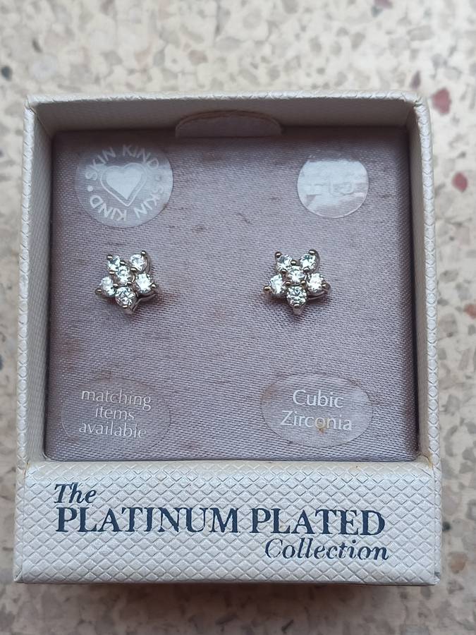 Collectors Cubic Zirconia earings from the Platinum plated collection and a charm bracelet