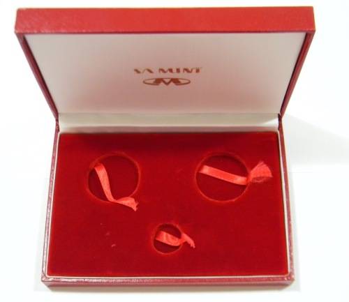 Empty RED SA Mint Box to Hold a Proof Silver R1 - 1oz Gold and 1/10th Gold Coins in capsules