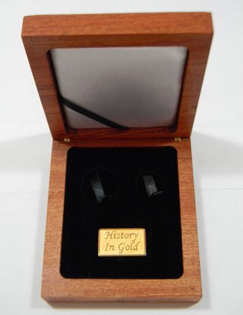 Empty Rosewood Box with History in Gold Plaque inside to fit a 1/4oz & 1/10th oz Gold Krugerrand