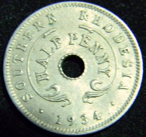 Southern Rhodesia 1934 Half Penny 1d - Scarce - AU/UNC