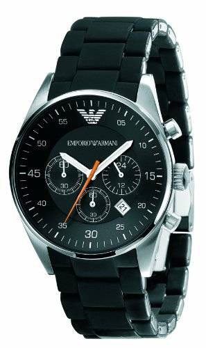 *R6899* Men's Emporio Armani AR5858 Chronograph Date SS/Rubber Band  - Brand New & Fast Shipping !