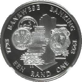 South Africa UNC 1993 Banking Silver Protea R1 - NGC Certified MS69 Finest Known POP 2 !!!