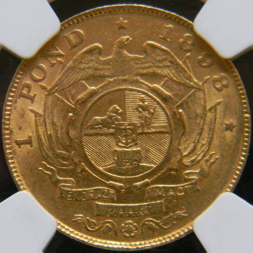 ZAR 1898 Gold Pond NGC Graded AU55 - Beautiful Coin