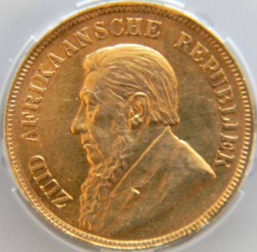 ZAR 1898 Gold Pond in SANGS Slab Graded AU50