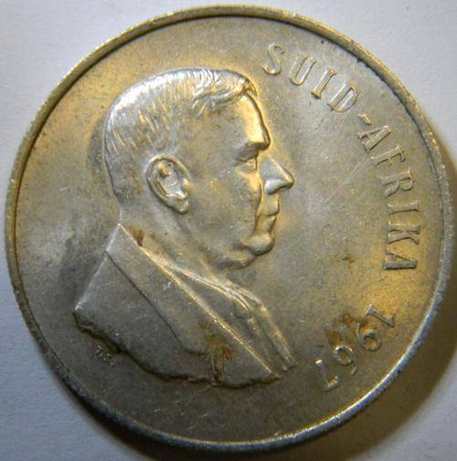 Rep of South Africa - 1967 AFRIKAANS Silver R1 - / 80% Silver