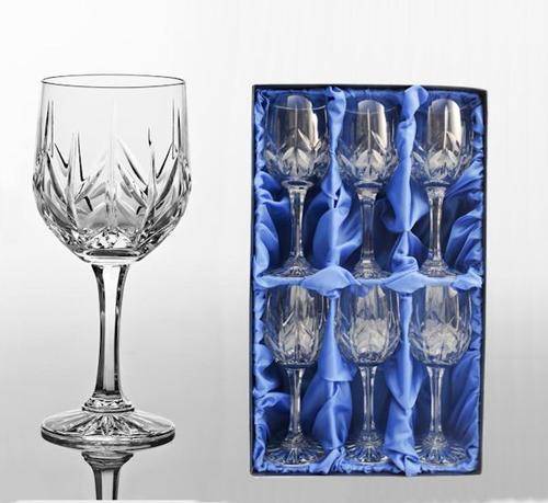 "Leaf" Crystal White Wine Glass Set of 6 Pcs