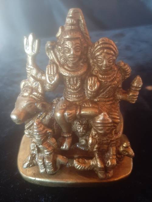 ANTIQUE SOLID BRASS SHIVA FAMILY IDOL