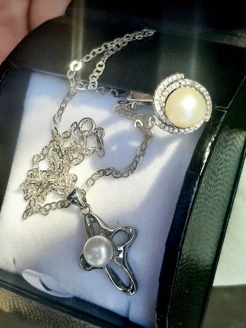 STERLING SILVER CULTURED PEARL SET