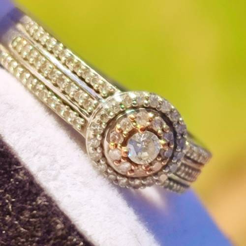 9CT DIAMOND DESIGNER HALO RING