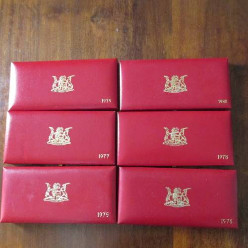 6 S.A. PROOF SETS 1975-1980 - EXCELLENT CONDITION - 1/2CENT - SILVER RAND - NO GOLD