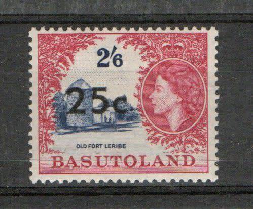 A 25c overprint on the 2/6 QEII definitive of Basutoland