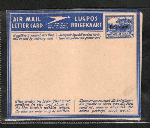 Unused Air Mail Letter Card of Union of SA overprinted BASUTOLAND