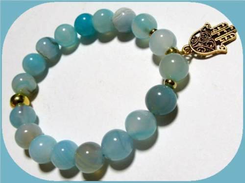 Blue Agate Stretch Bracelet -Throat Chakra
