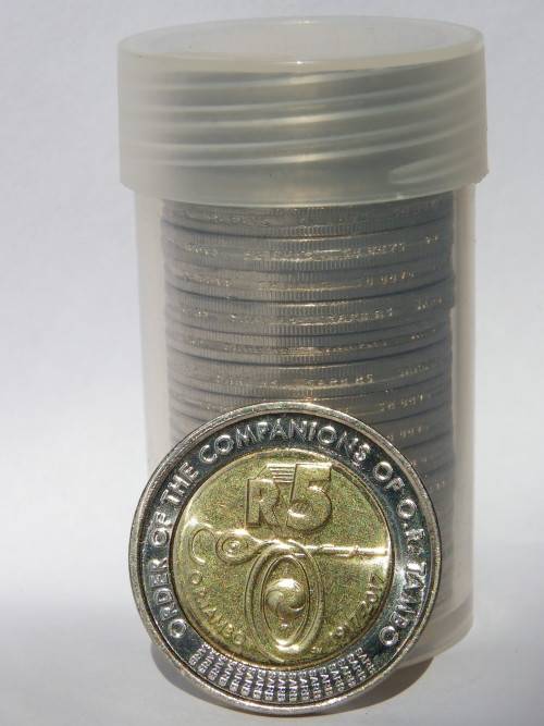 THE NEW COMMEMORATIVE R5 IN RECOGNITION OF THE ''ORDER OF THECOMPANIONS OF OR TAMBO''. 18 UNC P/TUBE
