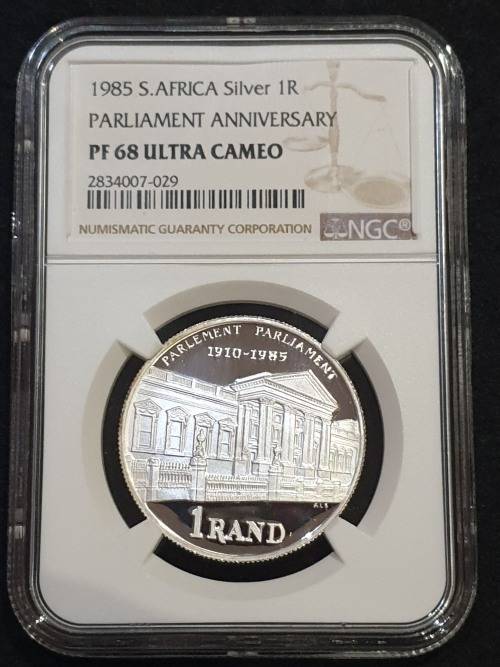 1985 SILVER R1 -PARLIAMENT ANNIVERSARY-  NGC GRADED PF68 ULTRA CAMEO
