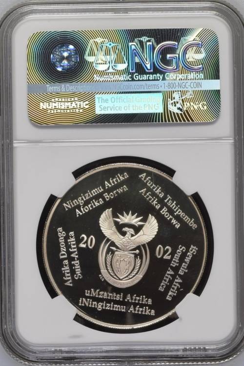 2002 SOUTH AFRICA SILVER PROOF R2  -SOUTHERN RIGHT WHALE-  NGC GRADED PF69 UC