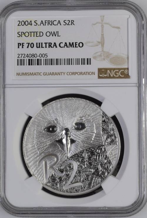 2004 SILVER PROOF R2 CROWN     -SPOTTED OWL-     NGC GRADED PF70 UC  **FINEST KNOWN!**