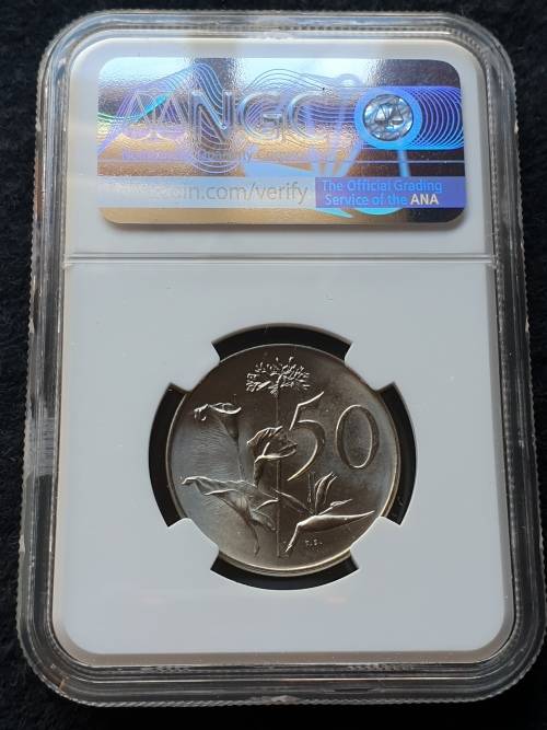 1965 SOUTH AFRICA PROOF 50c  - AFRIKAANS-  NGC GRADED PF68   *POP 2* ONLY 2 COINS HIGHER