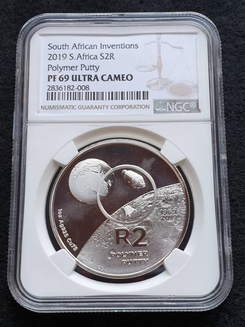 2019 SOUTH AFRICAN INVENTIONS SILVER R2-POLYMER PUTTY- NGC GRADED PF69 ULTRA CAMEO