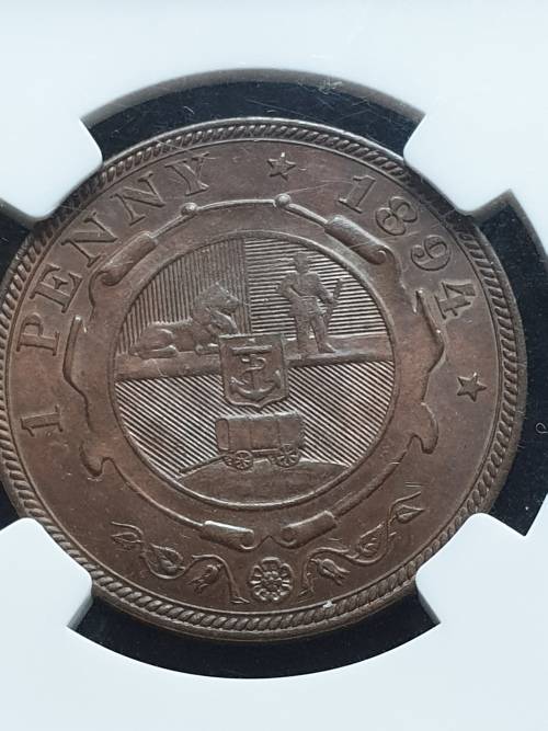 1894 ZAR PENNY-NGC GRADED MS63BN **SCARCE HIGH GRADE** LOW MINTAGE OF ONLY 10769