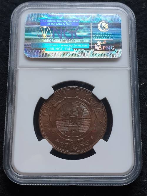 1894 ZAR PENNY-NGC GRADED MS63BN **SCARCE HIGH GRADE** LOW MINTAGE OF ONLY 10769
