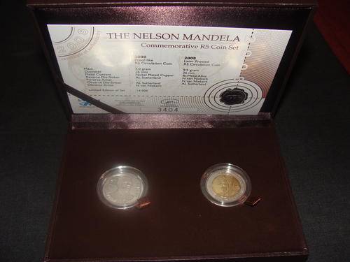 NELSON MANDELA COMMEMORATIVE R5 COIN SET. STILL SEALED AS ISSUED