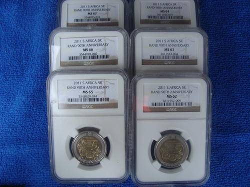 2011 SARB 90TH ANNIVERSARY R5  COIN SET NGC MS 62 63 64 65 66 67 1 BID FOR ALL 6 COINS