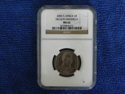 NELSON MANDELA 2000 R5 NGC GRADED MS 62  SCARCE COIN!!!