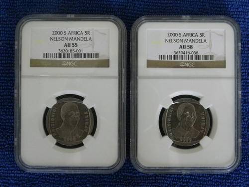 NELSON MANDELA 2000 AU 2 COIN SET AU 55+AU58 NGC GRADED  1 BID FOR BOTH