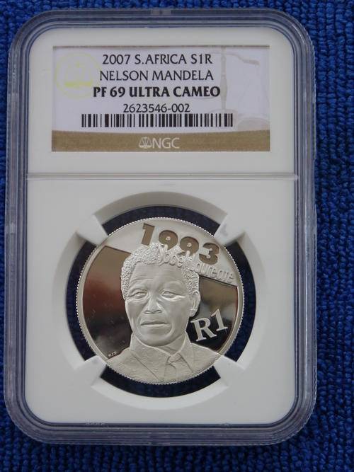2007 NELSON MANDELA SILVER R1    NGC GRADED    PROOF 69 ULTRA CAMEO  2ND HIGHEST GRADE AVAILIBLE!!